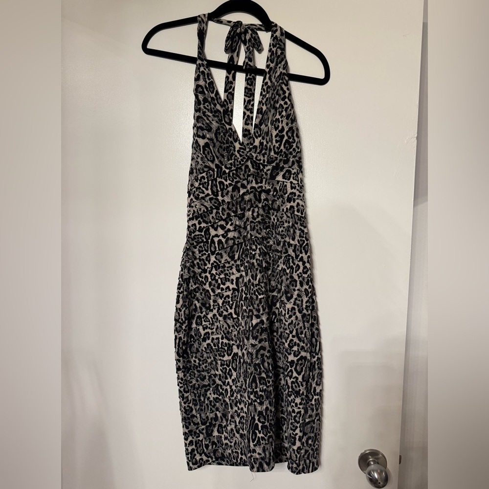 Cache Black and White Animal Print Dress